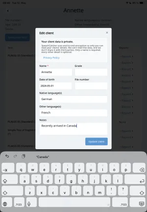 IPA keyboard on the transcription screen