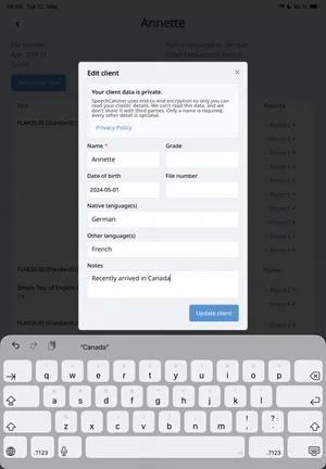 IPA keyboard on the transcription screen