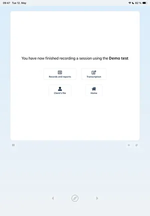 Test completion screen