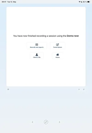 Test completion screen
