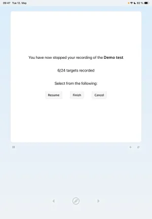 Paused test screen