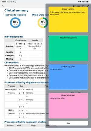 Report notes drawer